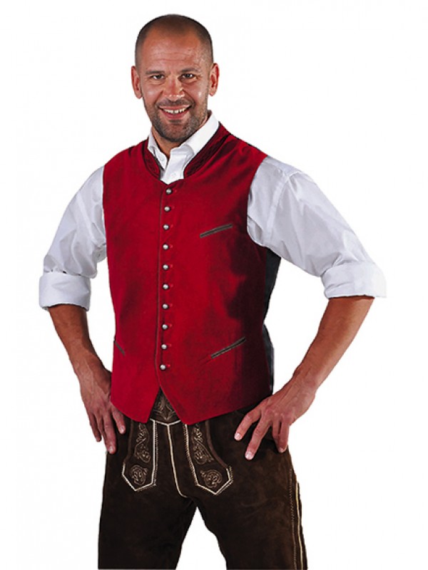 Ga naar beneden Verplaatsbaar Heer Gilet, velour, edelweiss gold - Bordeaux Rood - Party Planet | de online  feestwinkel