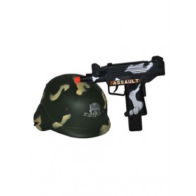 Militair helm met pistool