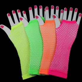 Net handschoenen, neon lang 