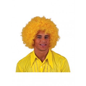 Pruik afro geel