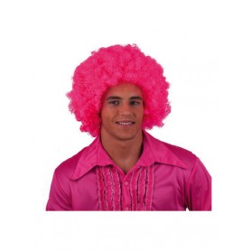 Pruik afro roze