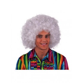 Pruik afro wit/zilver