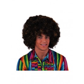 Pruik afro zwart/goud